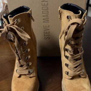 Steve Madden Lace-Up Tan Boots for Women